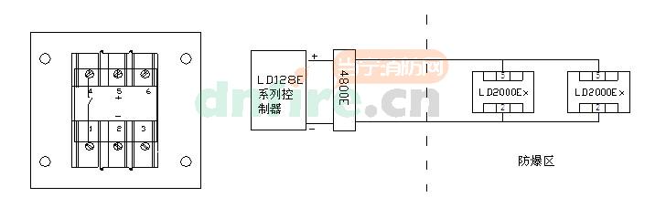 J-SAB-M-LD2000E(Ex)端子圖與接線圖示例