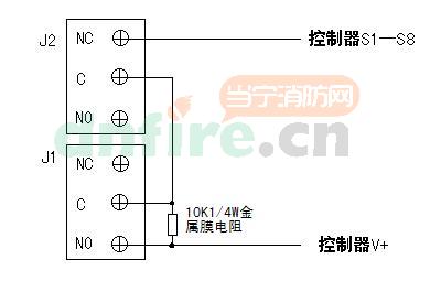 火警故障繼電器與火災(zāi)報(bào)警控制器之間的接線(xiàn)示意圖