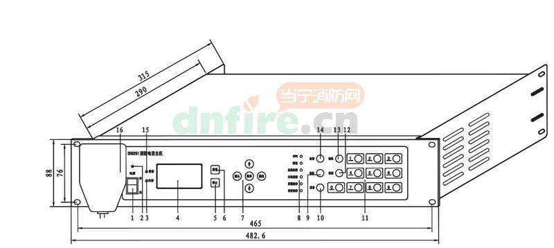 DH9261總線電話主機(jī)外形及安裝尺寸