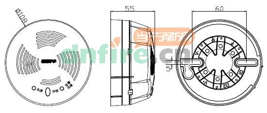 GST-BR001F探測(cè)器及底座,示意圖