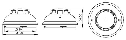 JTY-GD-AHG992001點(diǎn)型感煙火災(zāi)探測(cè)器外形示意圖