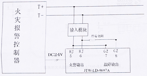 探測器與火災(zāi)報警控制系統(tǒng)配套使用時接線方式