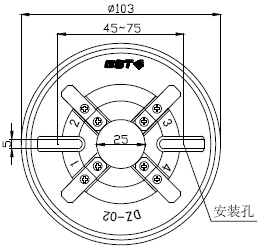 DZ-02探測器通用底座外形示意圖