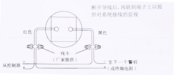 將現(xiàn)場(chǎng)導(dǎo)線接至警鈴的正、負(fù)兩根線上