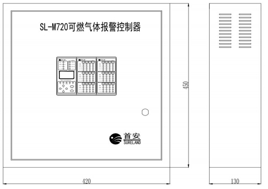 SL-M720可燃?xì)怏w報(bào)警控制器外形尺寸圖