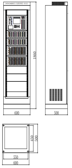 JB-TG-SL-M6000柜式火災報警控制器柜體尺寸圖