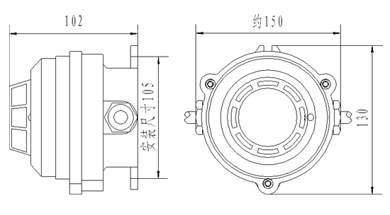 JDXT-W-1防爆點(diǎn)型感溫火災(zāi)探測器外形尺寸圖

