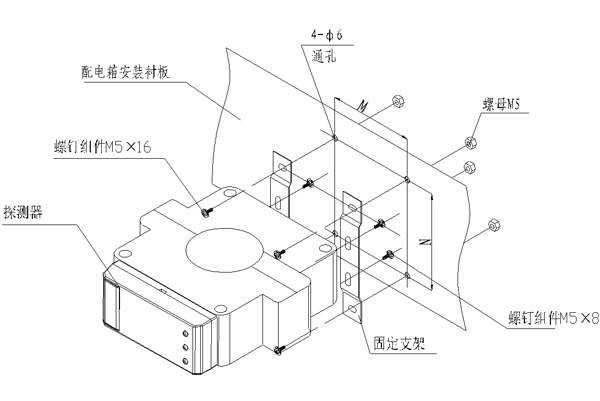 開口圓孔型探測器安裝過程分解圖