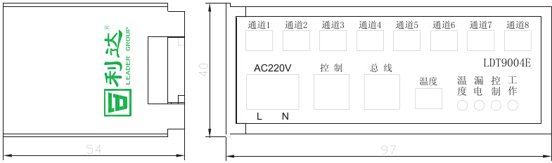 LDT9004E剩余電流式電氣火災(zāi)監(jiān)控探測器外形結(jié)構(gòu)及尺寸示意圖