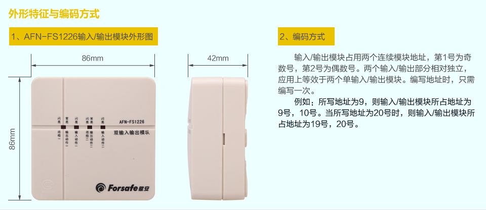 賦安AFN-FS1226輸入輸出模塊 外形特征與編碼方式