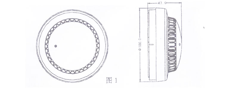 JTY-GF-FS1028點(diǎn)型光感煙火災(zāi)探測(cè)器外形示意圖