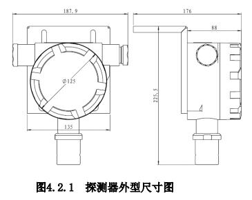 JTQ-CH281Ex可燃?xì)怏w探測器外形尺寸圖