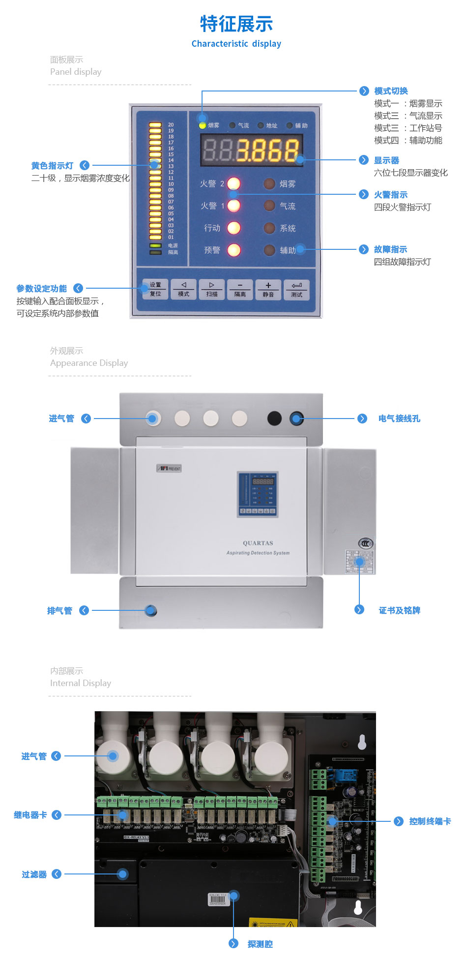 QUARTAS-2000吸氣式感煙火災(zāi)探測(cè)器特征展示