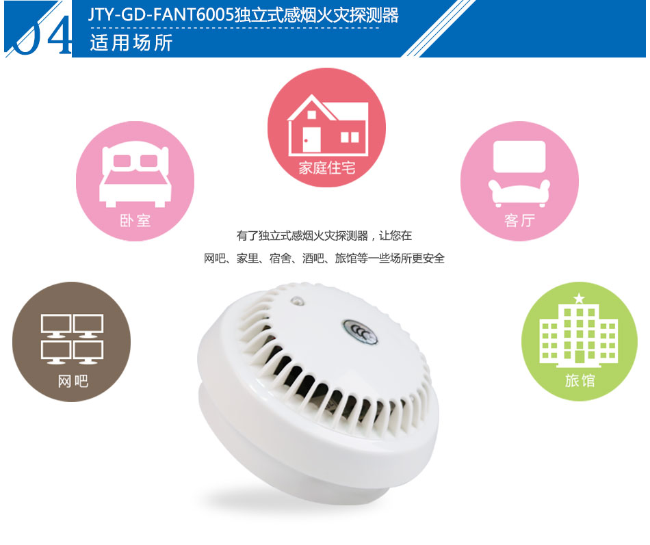 JTY-GD-FANT6005型獨(dú)立式光電感煙火災(zāi)探測(cè)報(bào)警器產(chǎn)品應(yīng)用場(chǎng)所