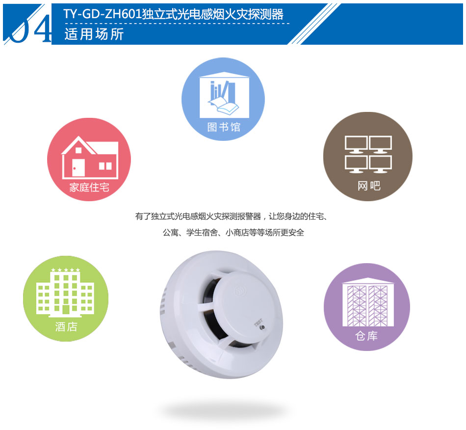 JTY-GD-ZH601獨(dú)立式光電感煙火災(zāi)探測(cè)報(bào)警器產(chǎn)品應(yīng)用場(chǎng)所