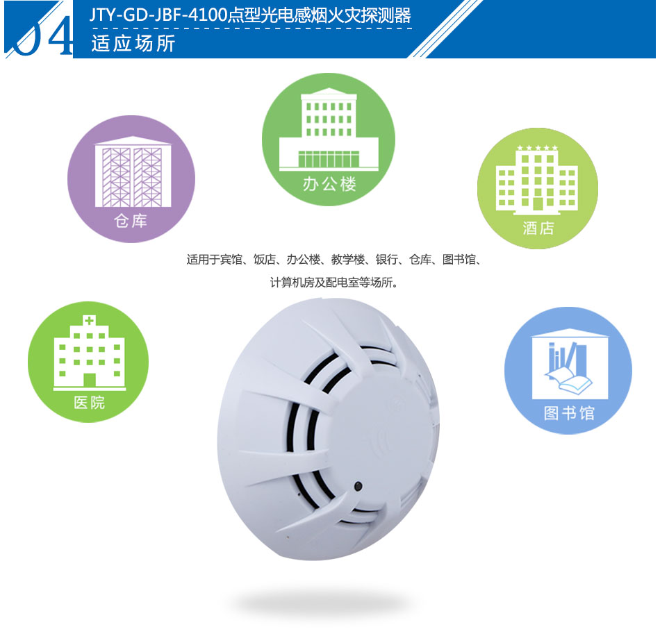 JTY-GD-JBF-4100點(diǎn)型光電感煙火災(zāi)探測(cè)器產(chǎn)品應(yīng)用場(chǎng)所