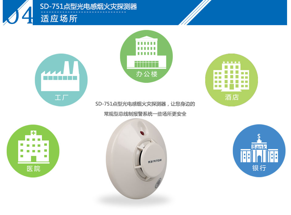 SD-751點(diǎn)型光電感煙火災(zāi)探測器應(yīng)用場所