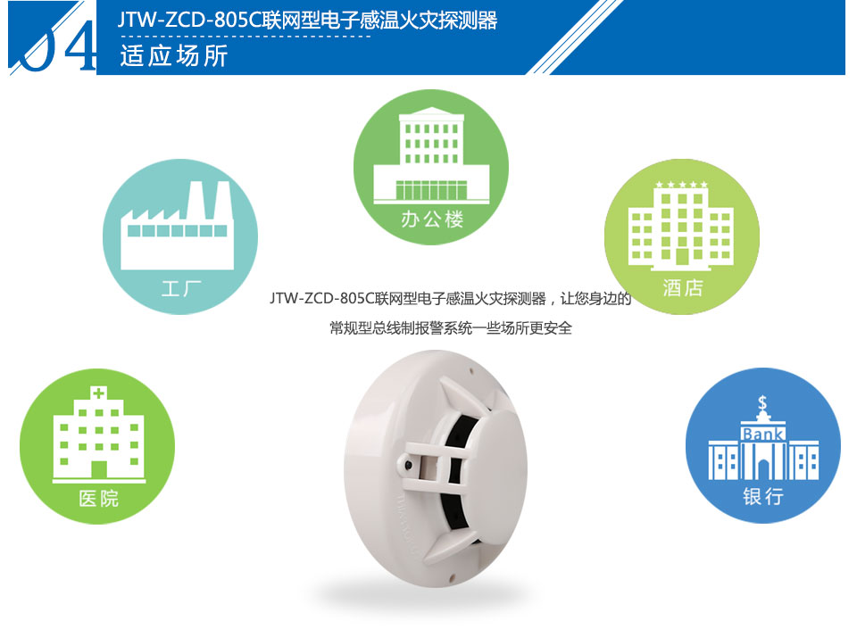 JTW-ZCD-805C聯(lián)網(wǎng)型電子感溫火災(zāi)探測(cè)器應(yīng)用場(chǎng)所
