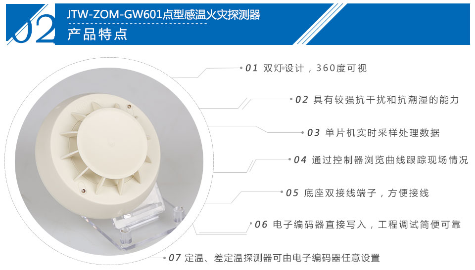 JTW-ZOM-GW601點型感溫火災(zāi)探測器特點