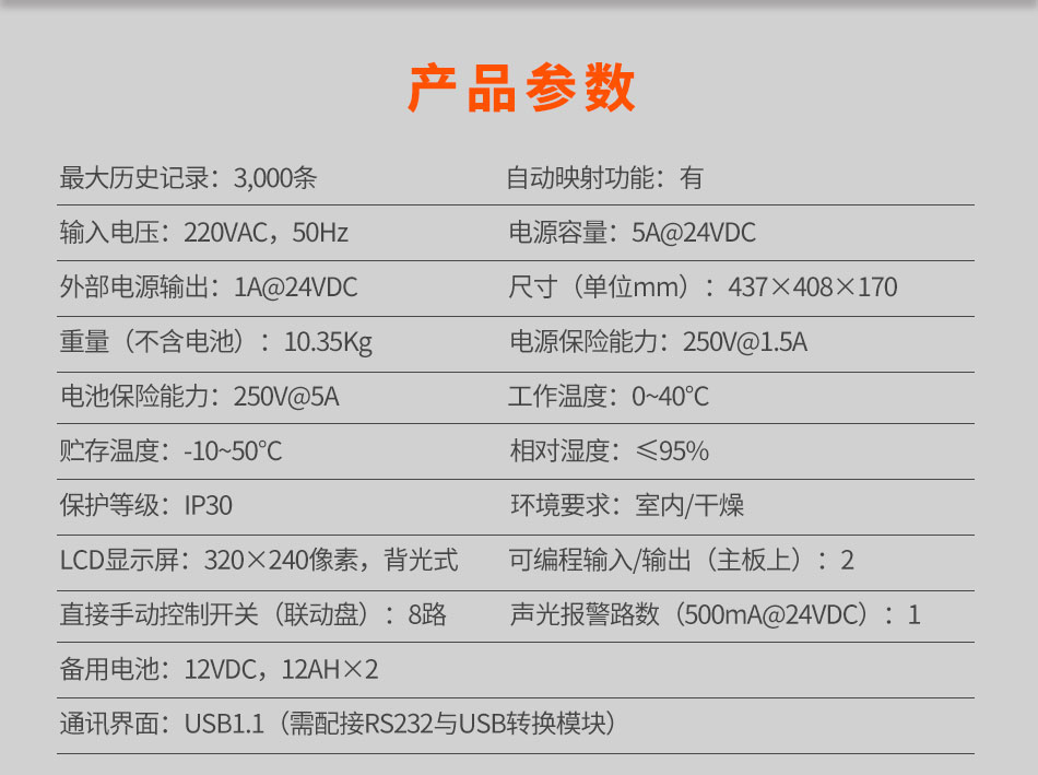 FC1820-B壁掛火災(zāi)報(bào)警控制器(1回路)參數(shù)