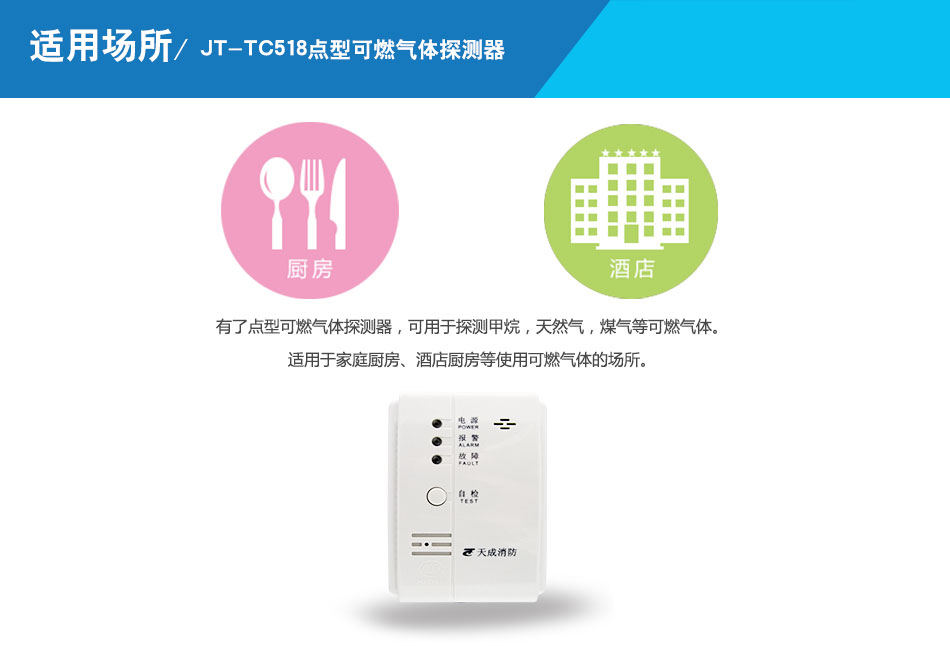 JT-TC518測量范圍為0-100%LEL的點型可燃?xì)怏w探測器應(yīng)用場所