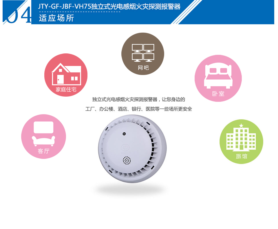 JTY-GF-JBF-VH75獨立式光電感煙火災探測報警器應用場所