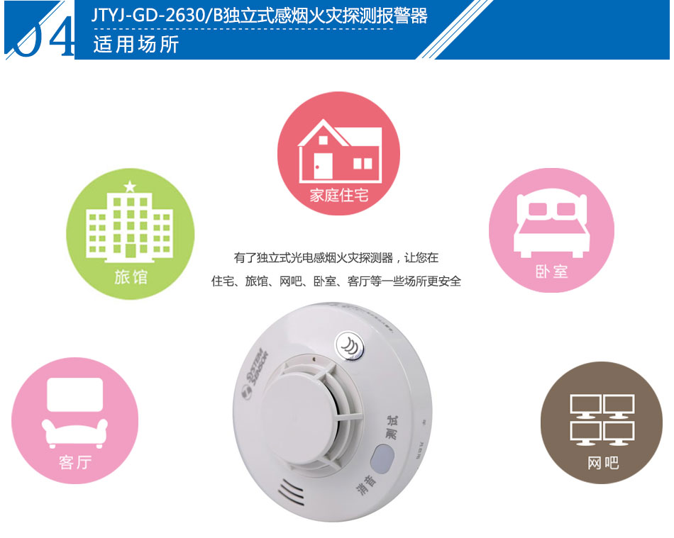 JTYJ-GD-2630/B獨(dú)立式感煙火災(zāi)探測(cè)報(bào)警器應(yīng)用場(chǎng)所