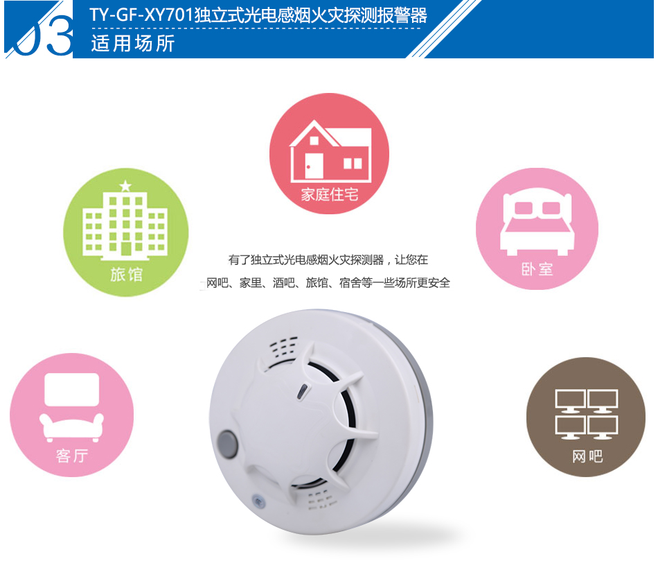 JTY-GF-XY701獨(dú)立式光電感煙火災(zāi)探測報(bào)警器應(yīng)用場所