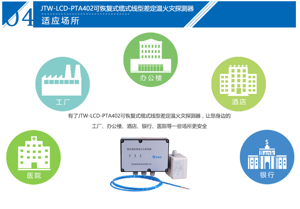 JTW-LCD-PTA402纜式線型感溫火災(zāi)探測(cè)器應(yīng)用場(chǎng)所