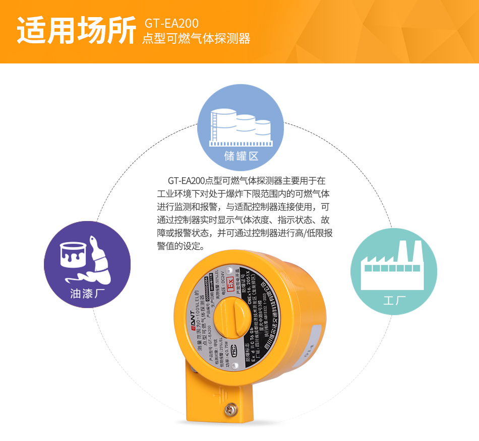 GT-EA200點(diǎn)型可燃?xì)怏w探測器適用場所