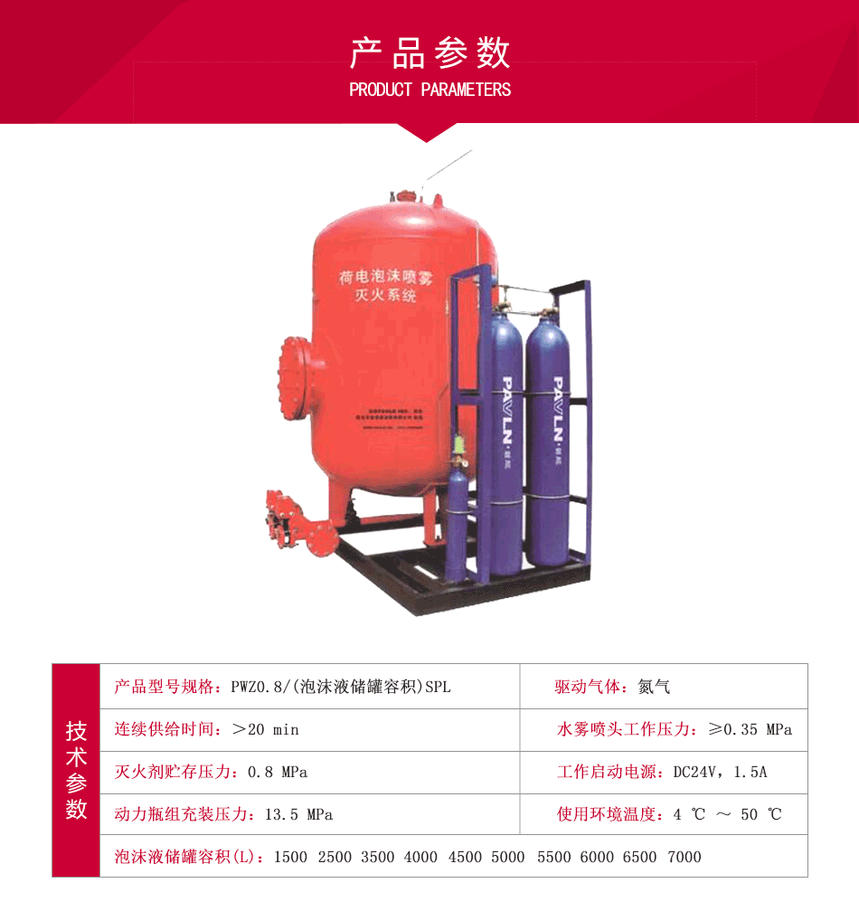 PWZ0.8/SPL系列泡沫噴霧滅火裝置參數(shù)