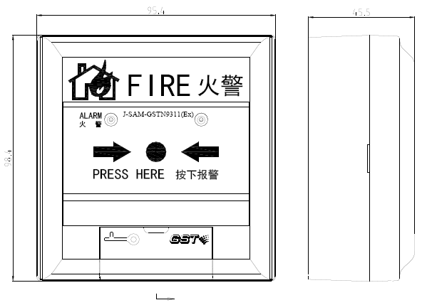 報(bào)警按鈕外形示意圖