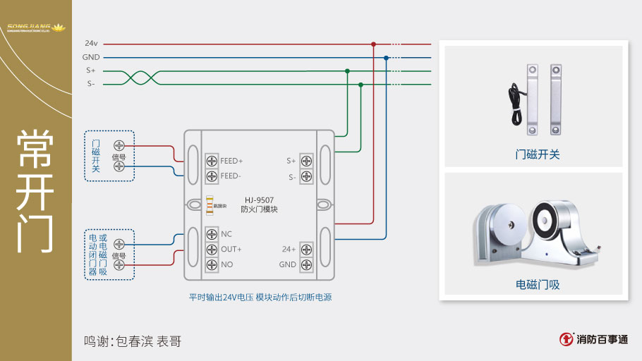 松江HJ-9507防火門模塊常開門接線