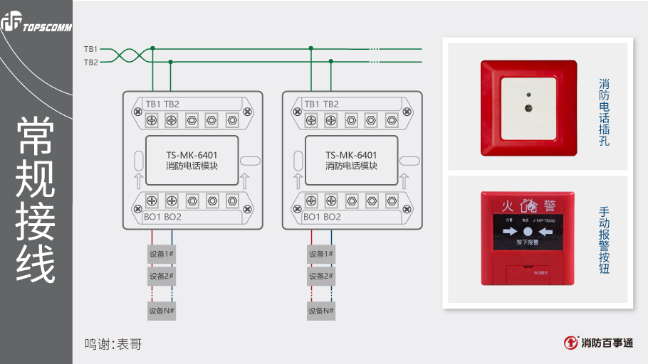 鼎信消防TS-MK-6401消防電話模塊接線