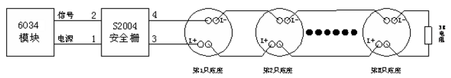 J-EI6034中繼模塊與J-SAP-EI6023型非編碼消火栓按鈕的連接方式