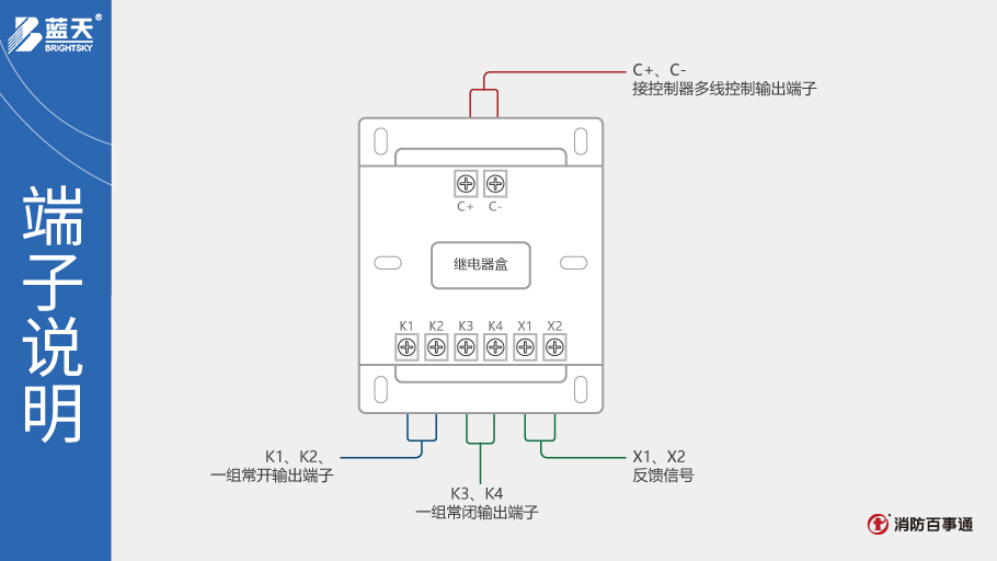 藍(lán)天消防繼電器盒端子說明