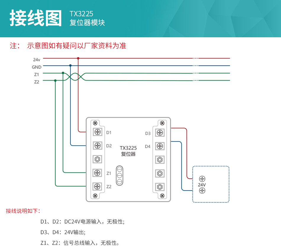 TX3225復(fù)位器模塊接線
