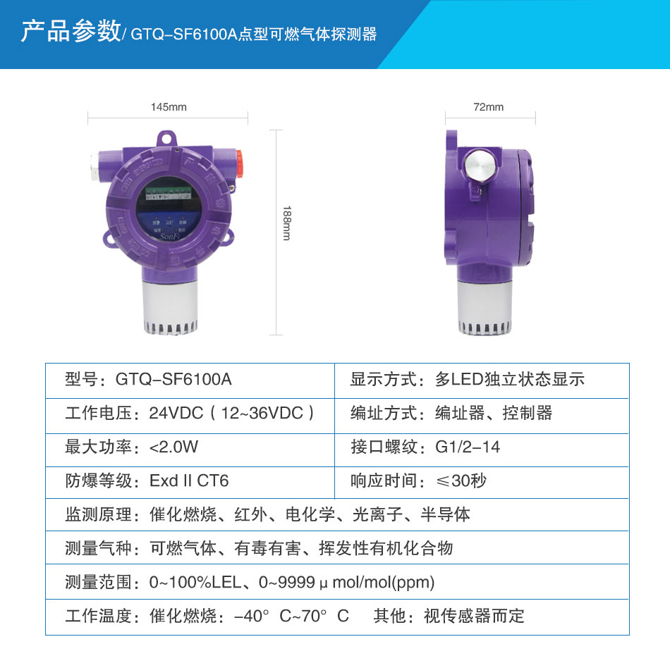 GTQ-SF6100A點型可燃氣體探測器