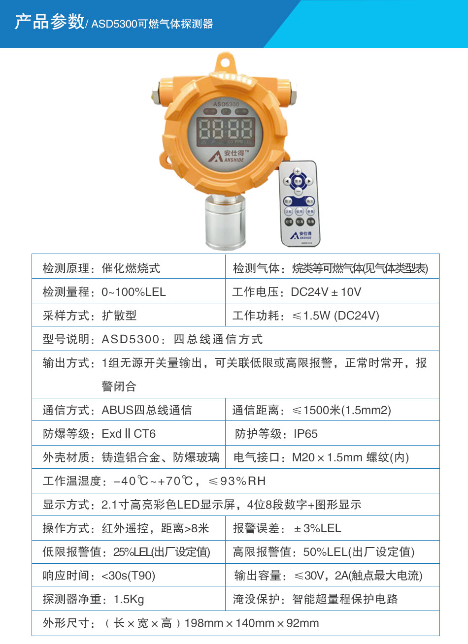 ASD5300可燃?xì)怏w探測器 催化燃燒式
