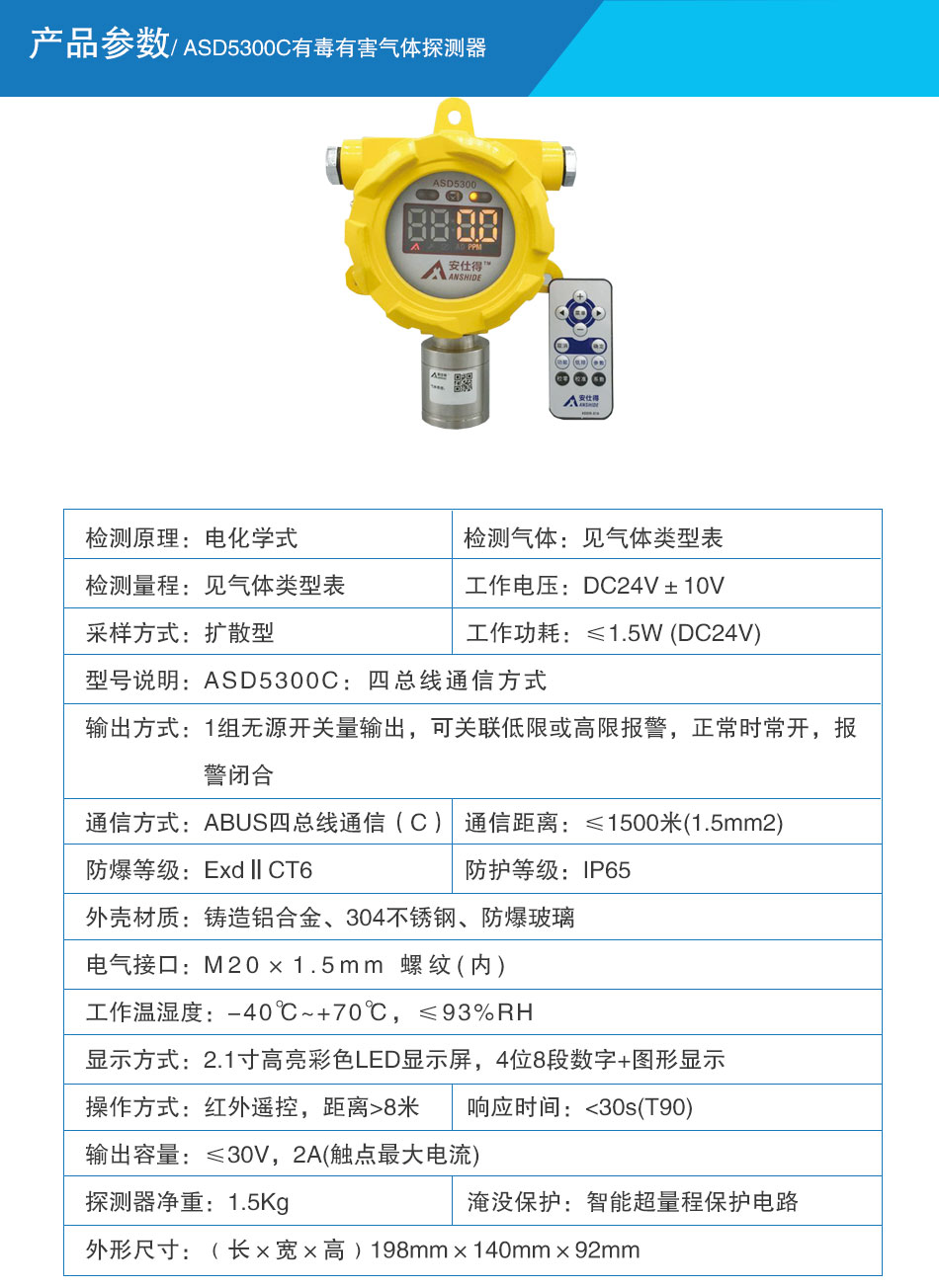ASD5300C有毒有害氣體探測器 電化學式