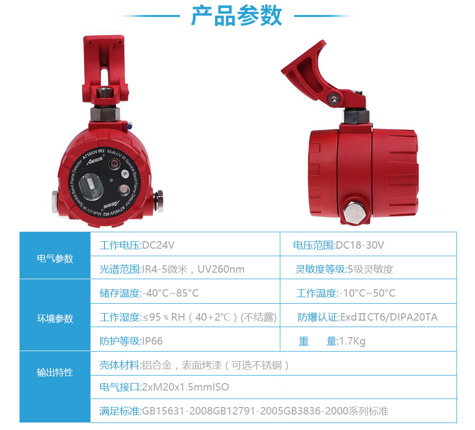 A710/UVIR2紅紫外復合火焰探測器參數