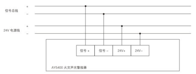 AY5400火災(zāi)聲光警報(bào)器接線示意圖
