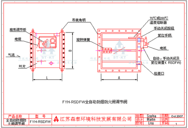 FYH-RSDFW全自動消防防火閥結(jié)構(gòu)