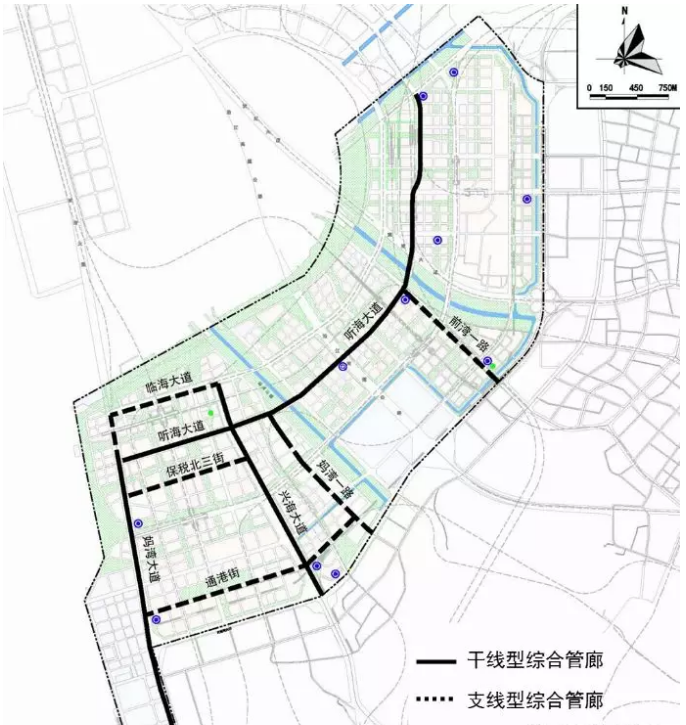 前海干支線綜合管廊布局示意圖