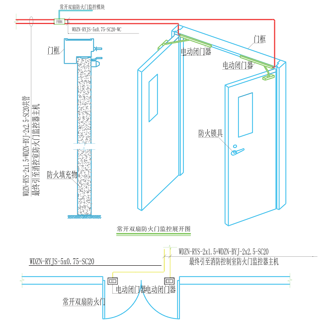 BR-M1290常開(kāi)門雙輸入輸出模塊安裝示意圖