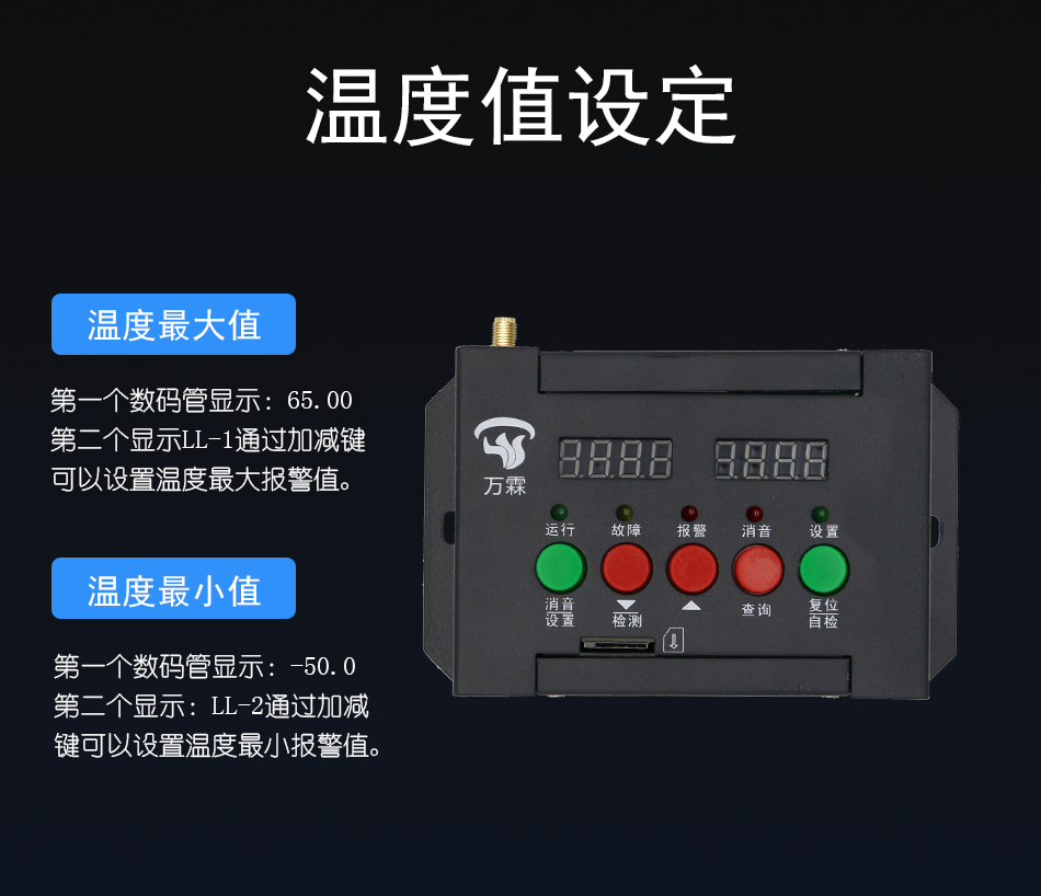 WANLIN-TD70智慧安全用電監(jiān)控探測器 智慧用電主機溫度值設(shè)置