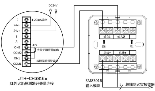JTH-CH381Ex點型紅外火焰探測器安裝接線