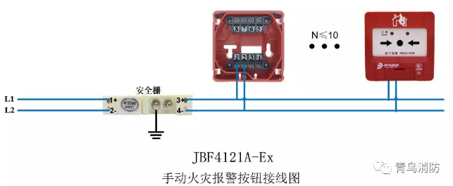 J-SAP-JBF4121A-Ex手動(dòng)火災(zāi)報(bào)警按鈕接線圖