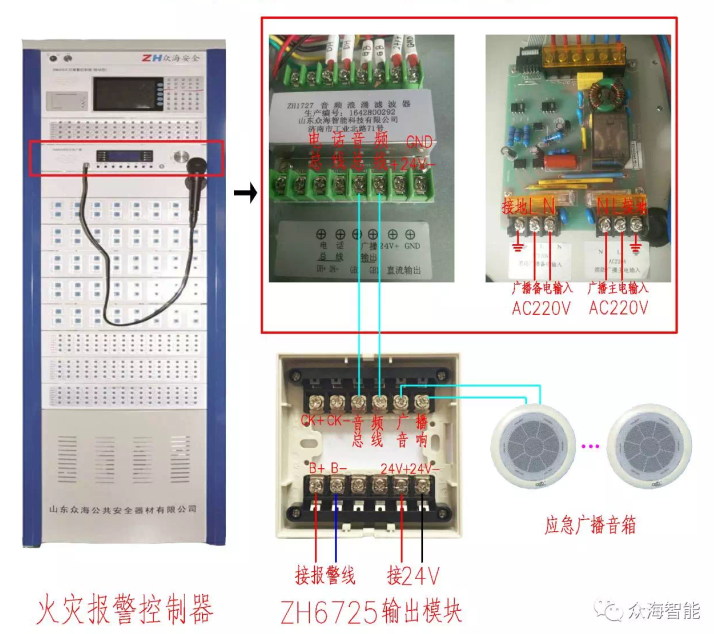ZH6725輸出模塊 廣播模塊接線圖