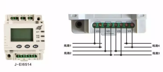 J-EI6514四路單相交流電壓傳感器接線圖